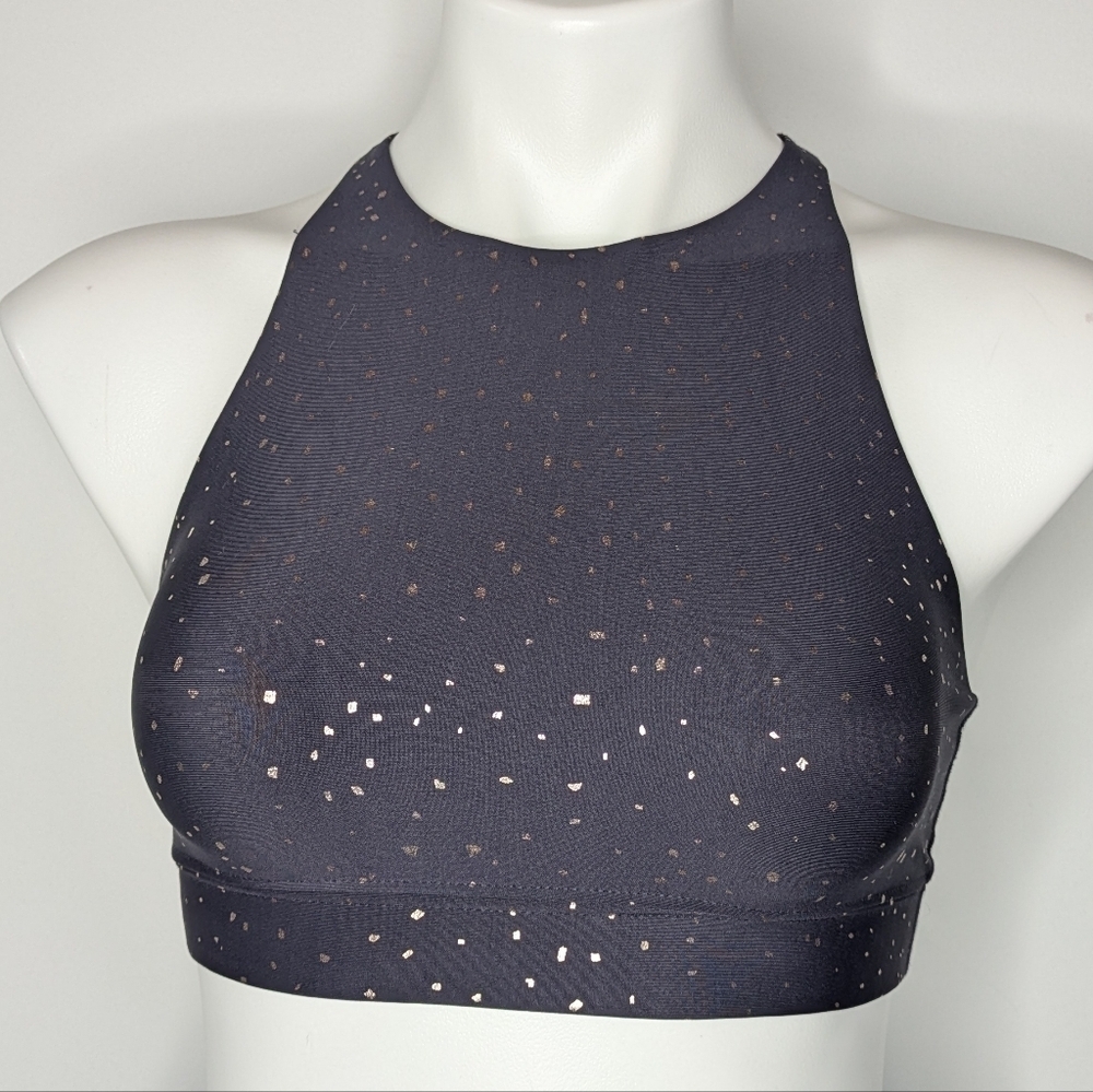 Peloton Blue Gold Halter Sports Bra XS